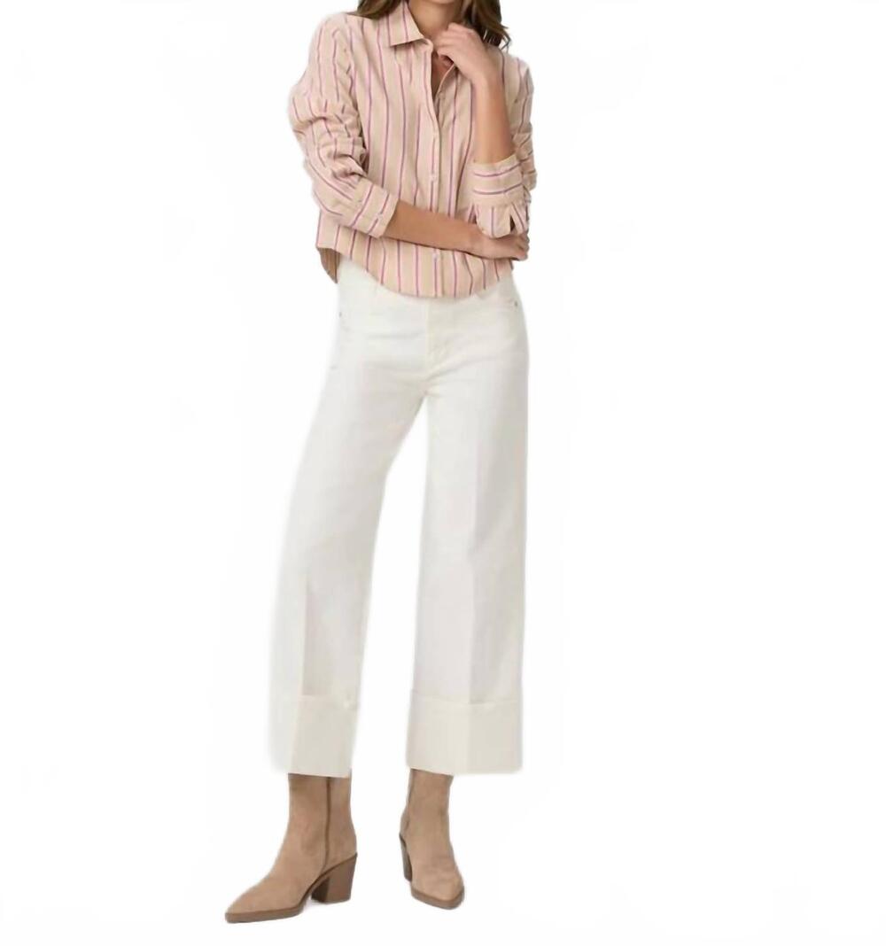 NEW PAIGE sasha ankle wide leg jean in tonal ecru